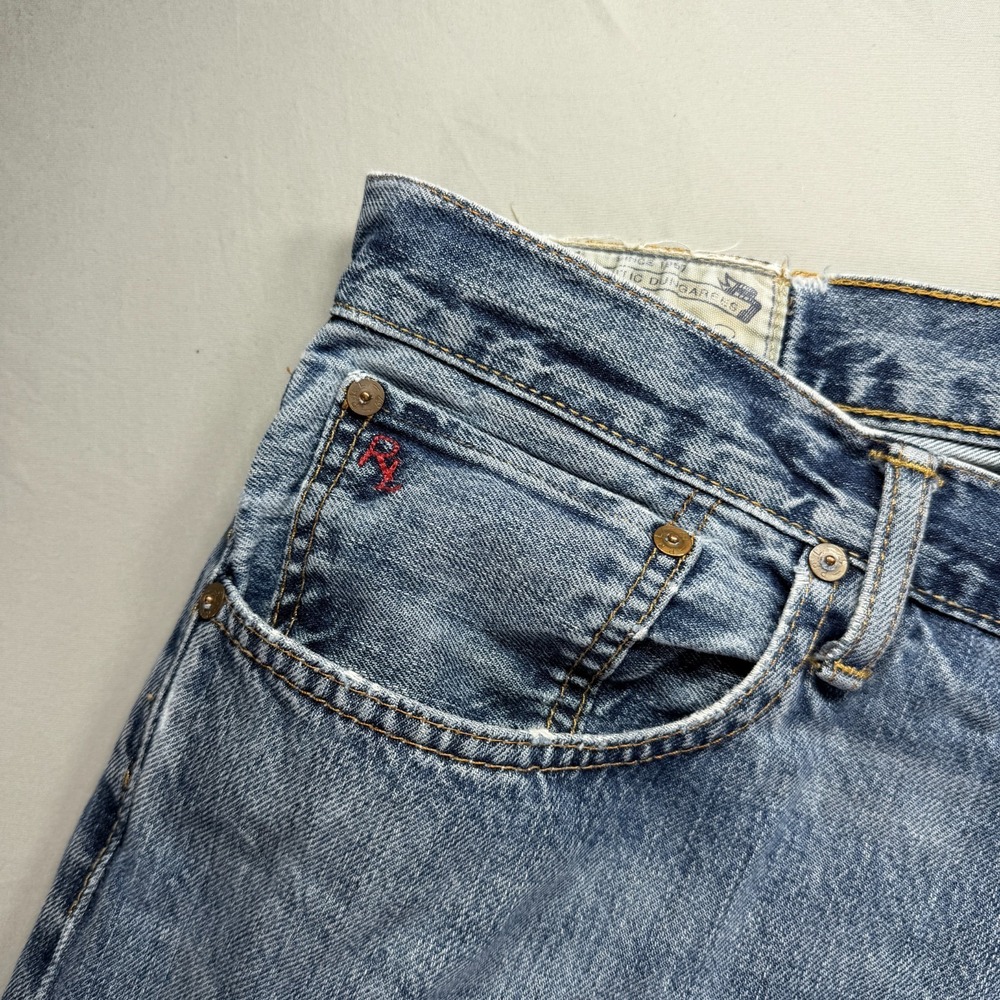 Polo Ralph Lauren Jeans Mens 36x30 Medium Wash Denim Whisker Fade Slim Straight - Picture 4 of 15